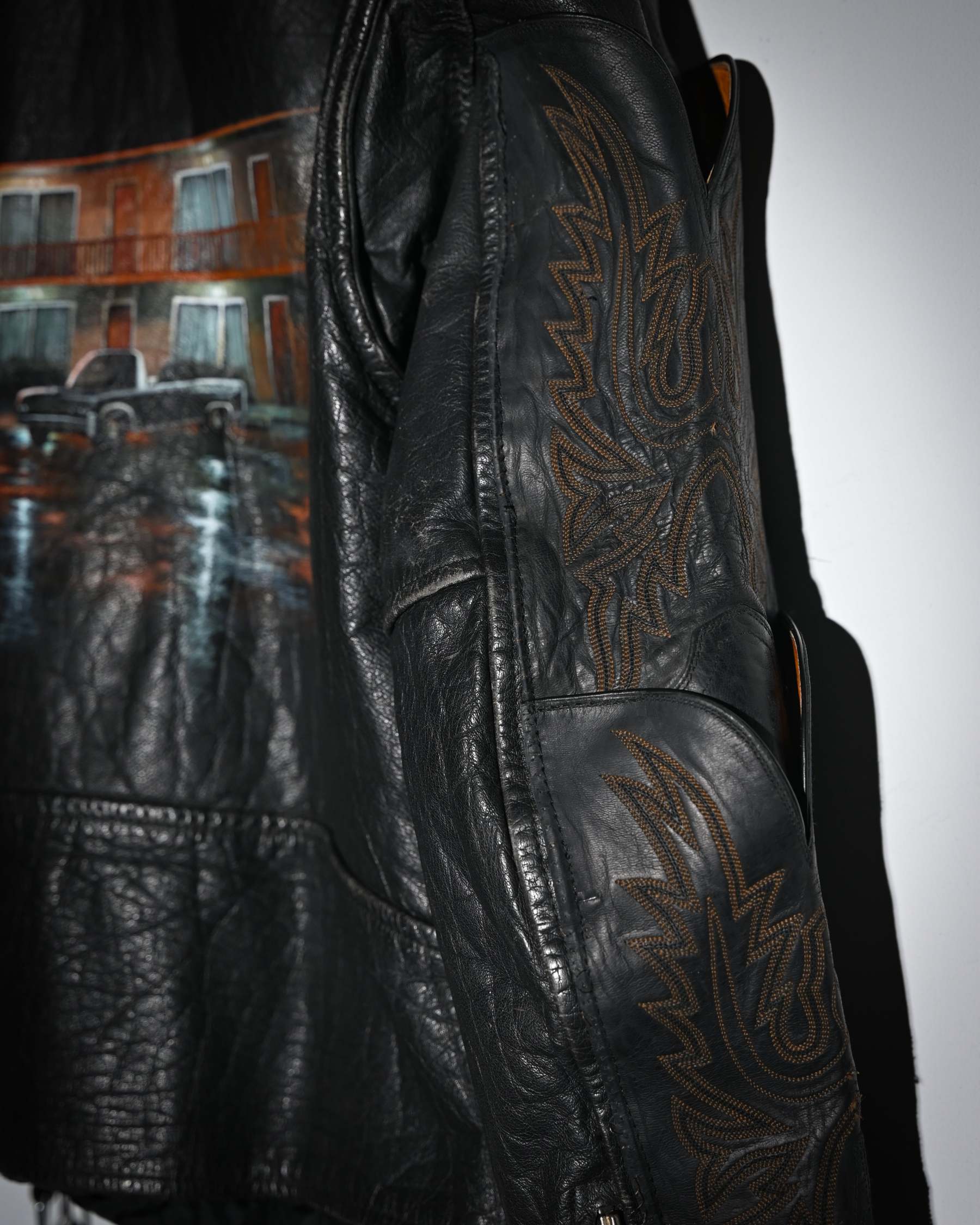 "Endless Ride"Men'S Vintage Motorcycle Leather Outdoor Jacket Coat