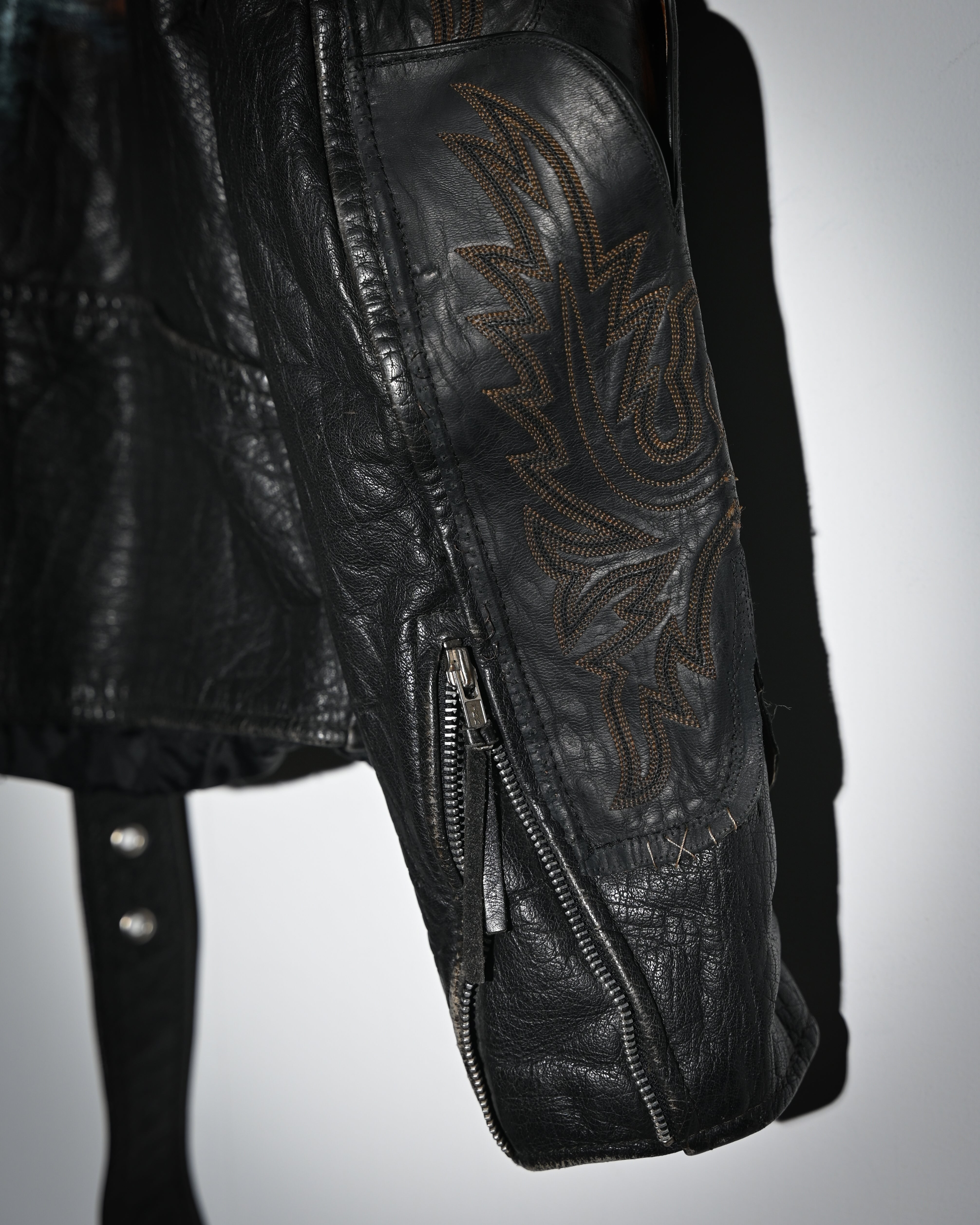"Endless Ride"Men'S Vintage Motorcycle Leather Outdoor Jacket Coat