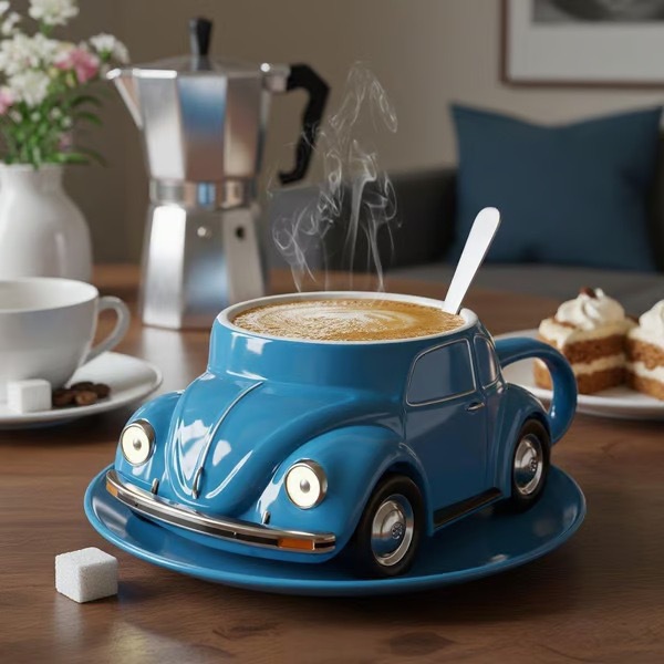 Vintage Classic Car Shaped Coffee Mug Set | Creative Desk Drinkware