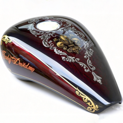 Elegant Baroque Fleur De Lis Gold Pattern Motorcycle Tank Decal