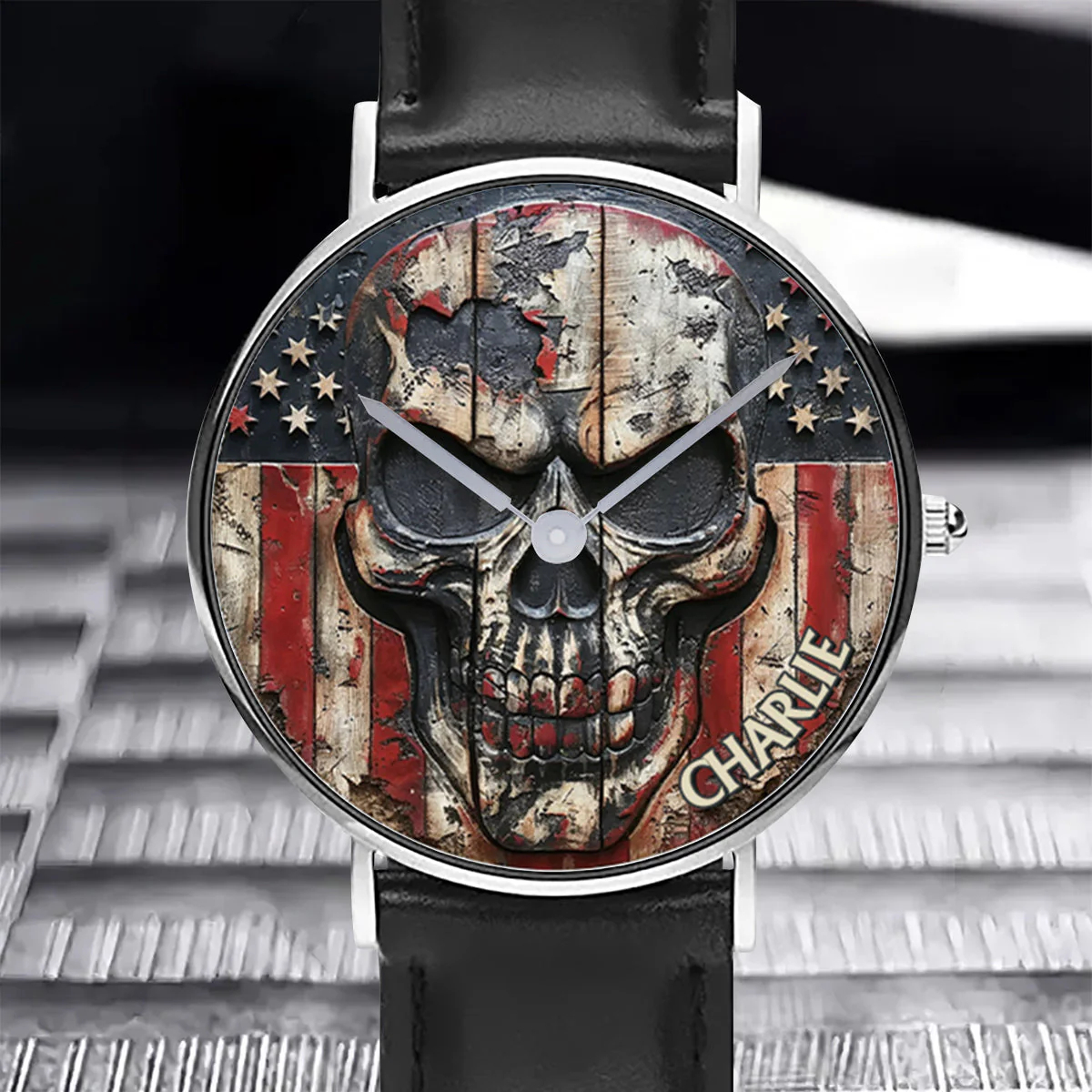 Patriotic Skull - Personalized Skull Hand Watch