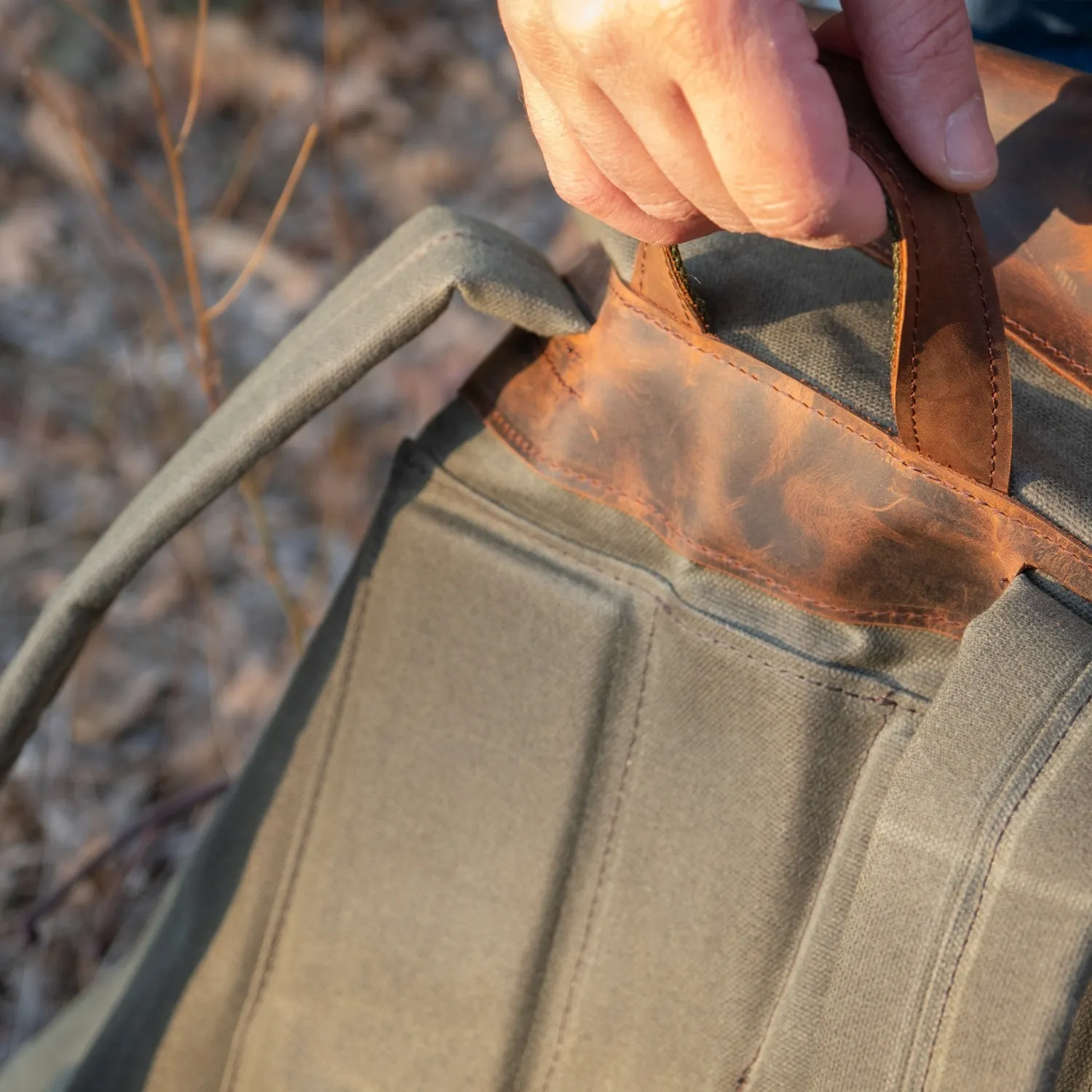 Vintage Waxed Canvas Rugged Outdoor Adventure Hiking Backpack