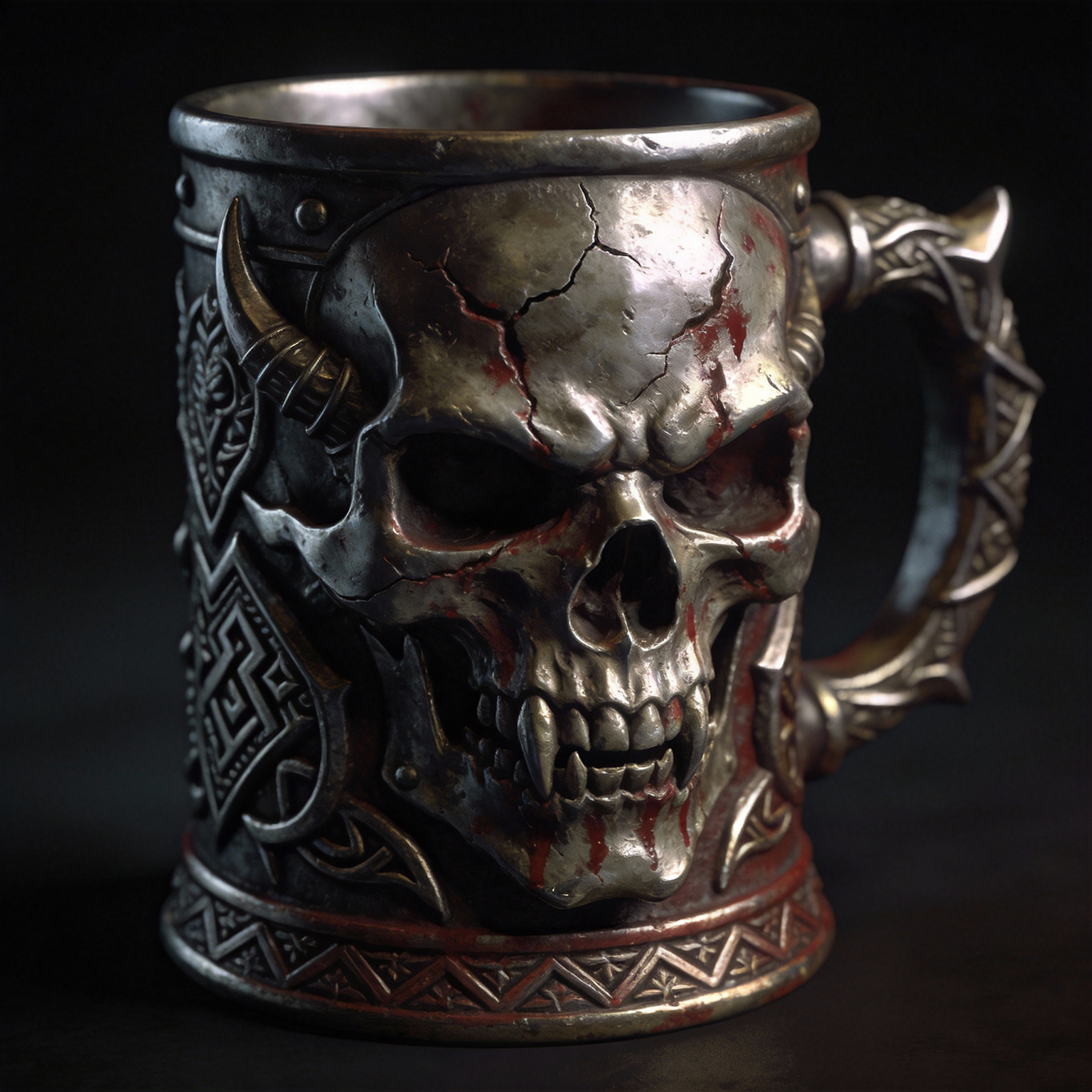 Bloodstained Viking Skull Coffee Mug