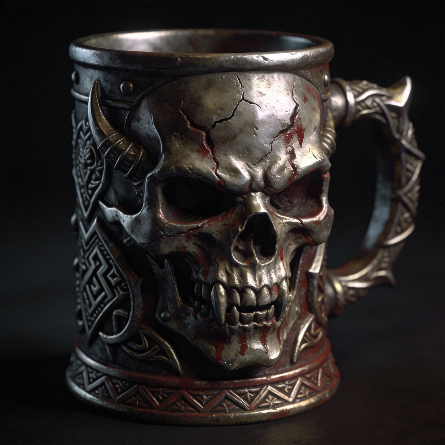 Bloodstained Viking Skull Coffee Mug