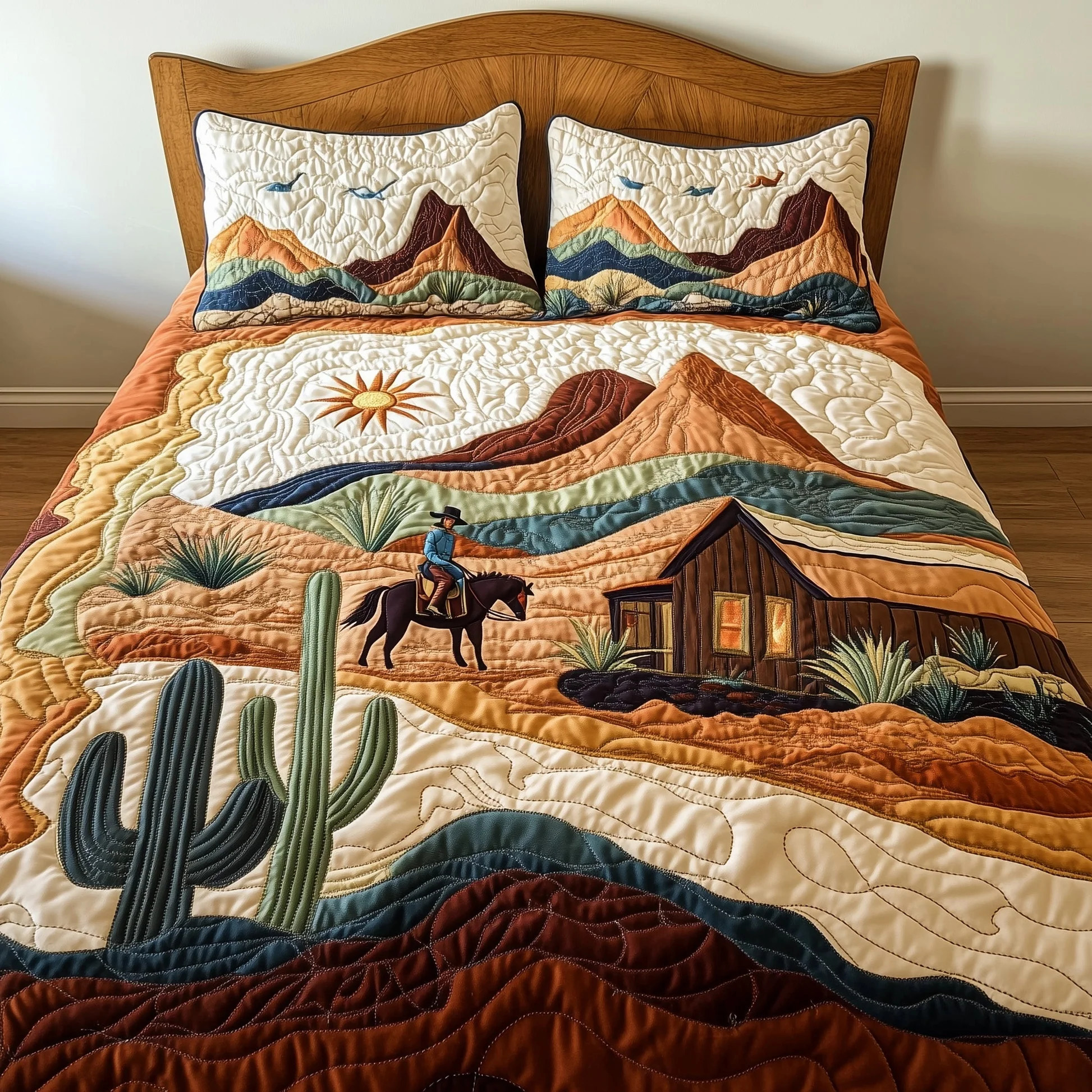 Vintage Western Rustic Bedding 3-Piece Quilted Bedding Set