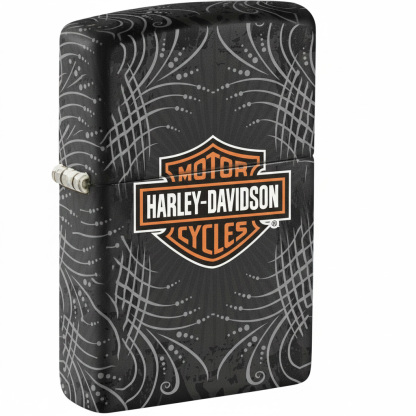 Artistic Pinstripe Pattern Grey Textured Harley Shield Windproof Lighter