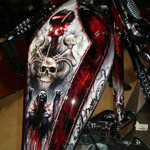 Surreal Horror Blood Skull Dark Fantasy Motorcycle Gas Tank Decal