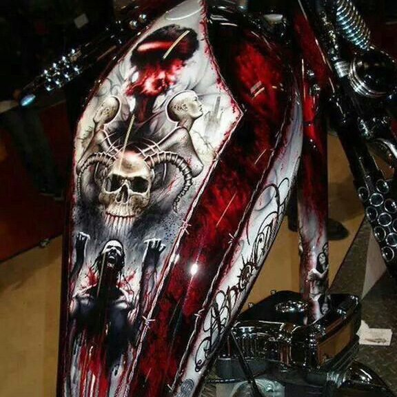 Surreal Horror Blood Skull Dark Fantasy Motorcycle Gas Tank Decal