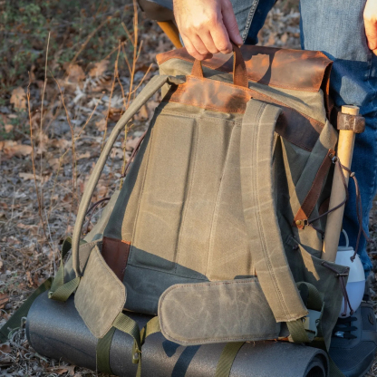 Vintage Waxed Canvas Rugged Outdoor Adventure Hiking Backpack