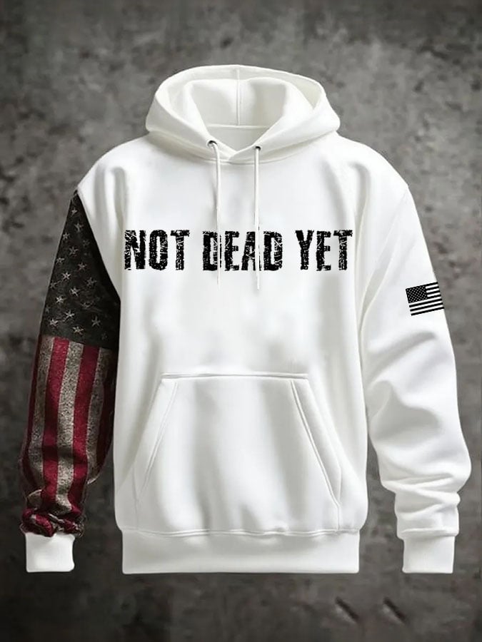 Men's Casual Retro Print Long Sleeve Hooded Sweatshirt