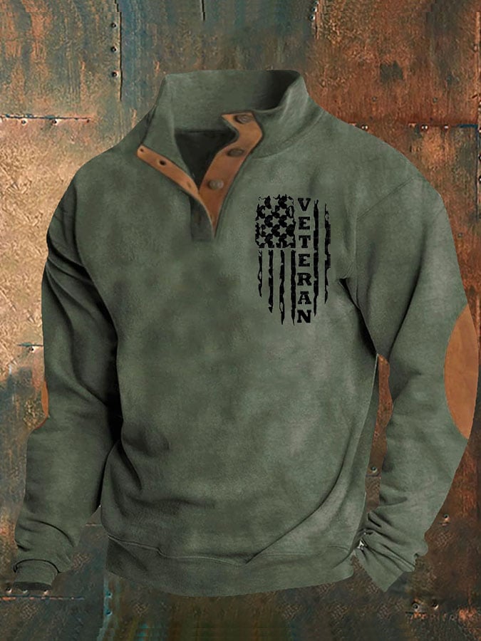 Men's Aintage Veteran Flag Print Sweatshirt