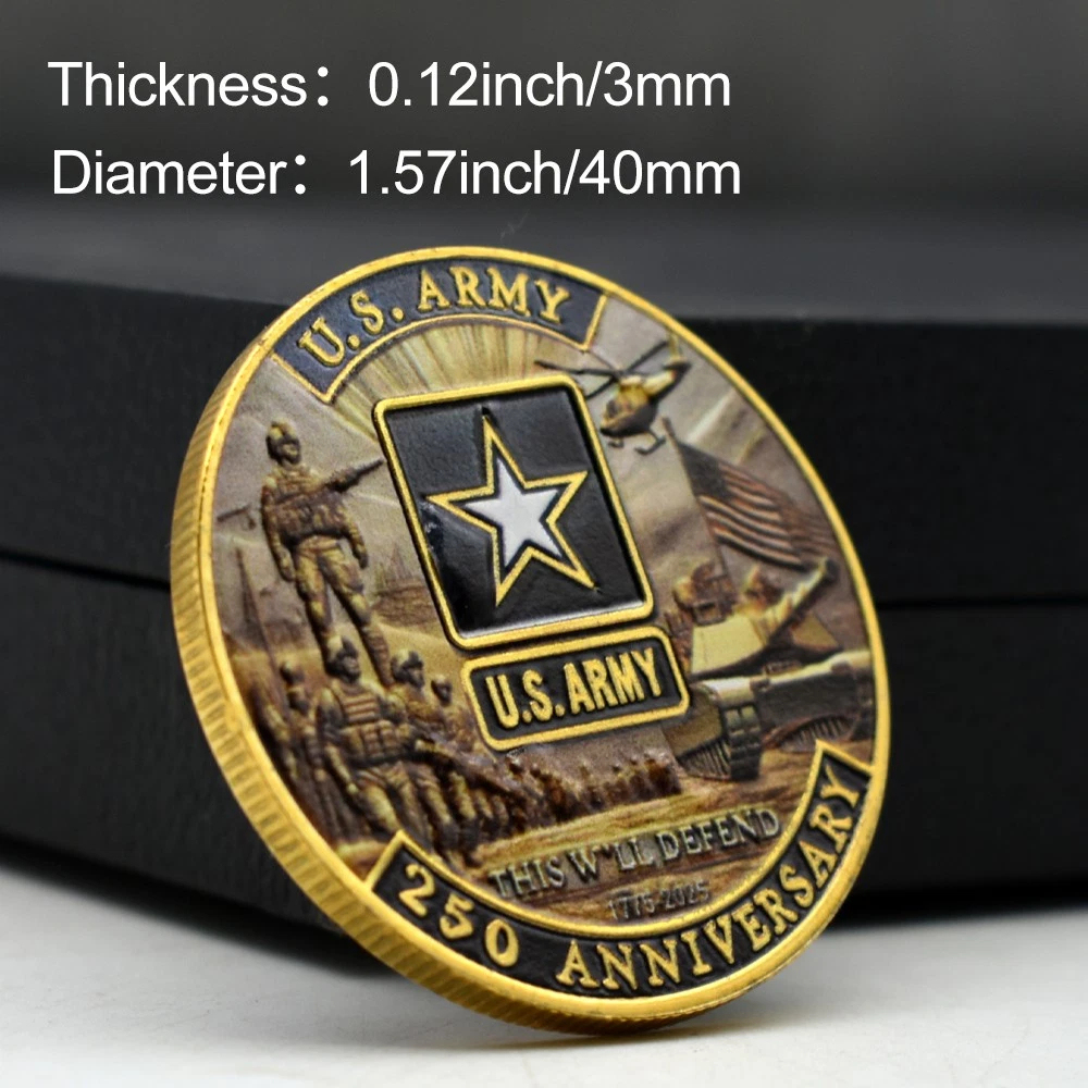 Military Patriotic US Army 250th Anniversary Commemorative Challenge Coin