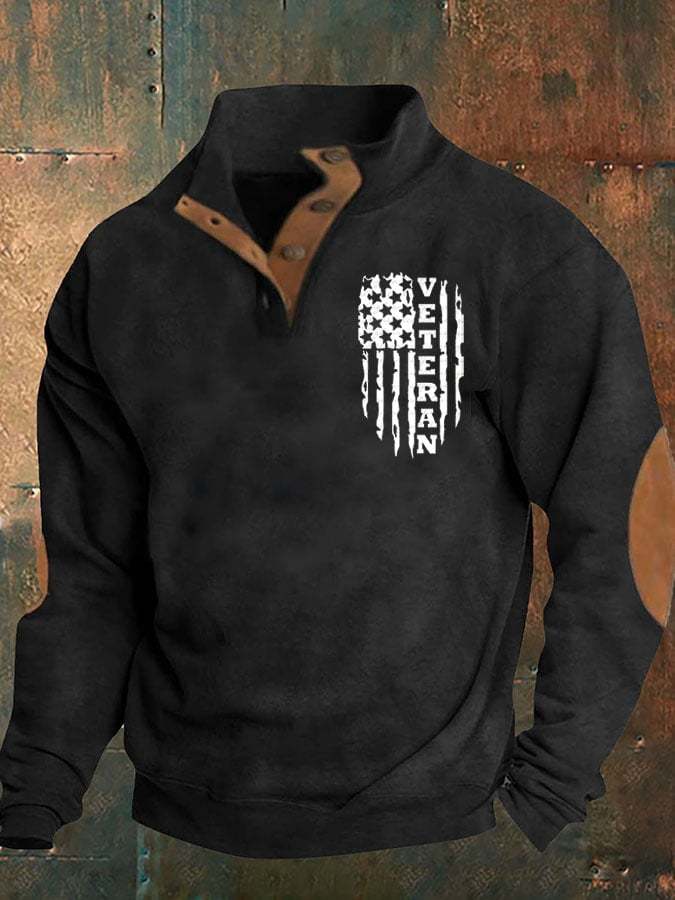 Men's Aintage Veteran Flag Print Sweatshirt