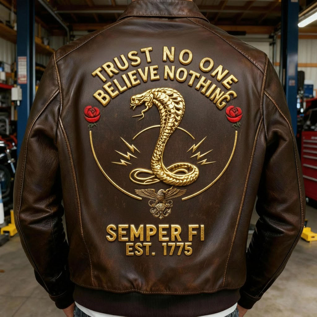 SEMPER FI Vintage American Bomber Leather Coat