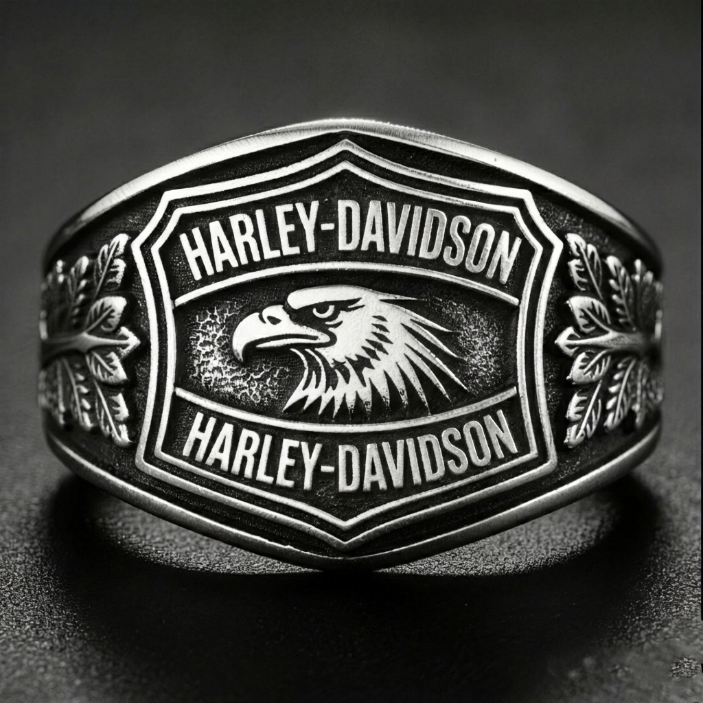 Men's Retro Biker Culture Heritage Logo Ring