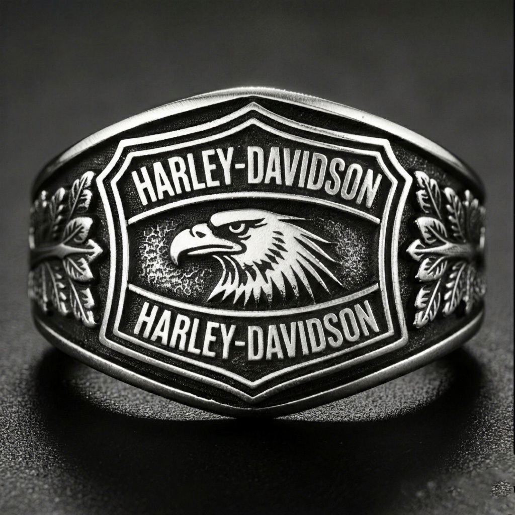 Men's Retro Biker Culture Heritage Logo Ring