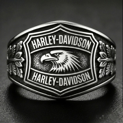 Men's Retro Biker Culture Heritage Logo Ring