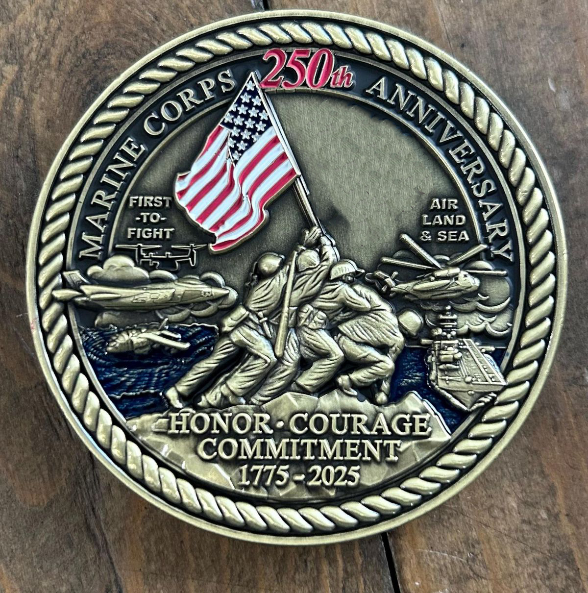 Military USMC 250th Anniversary Honor Courage Commitment Challenge Coin