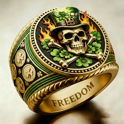 St. Patrick's Day Skull Pattern Ring