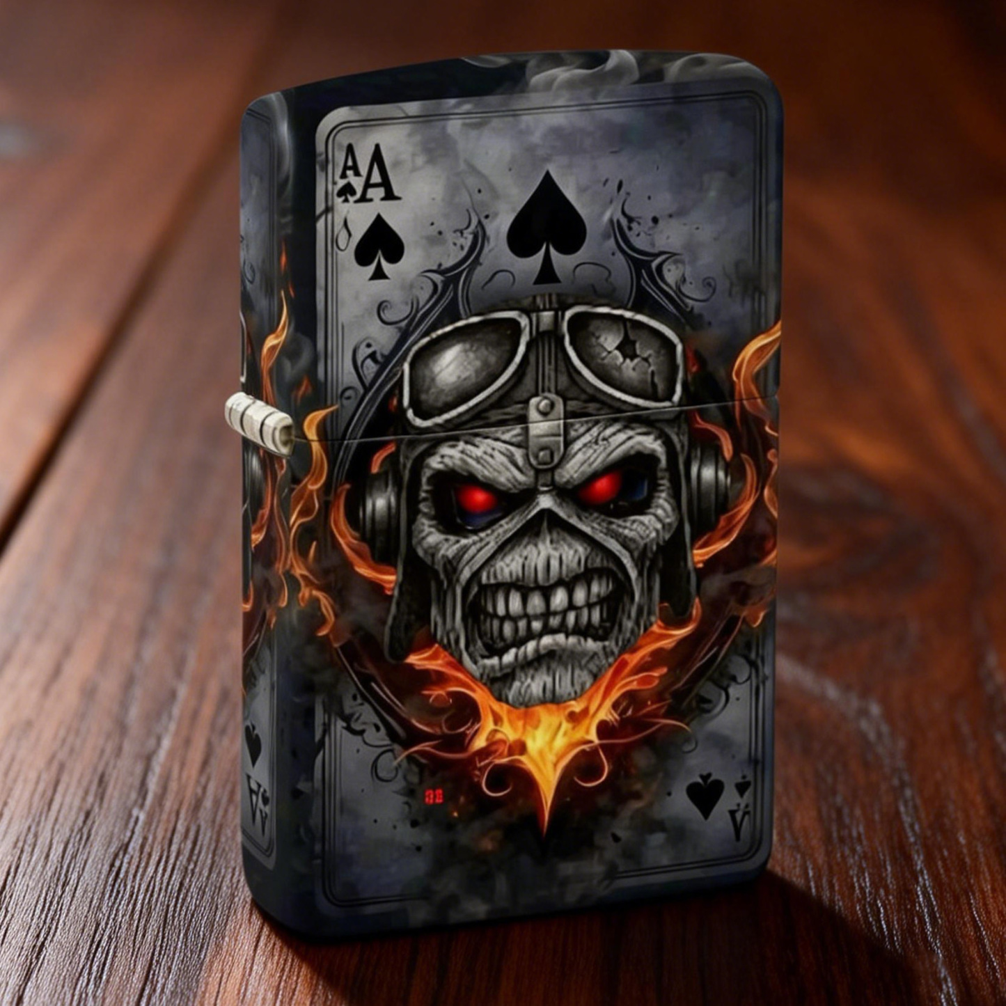 Gothic Skull Ace of Spades Flame Refillable Metal Lighter