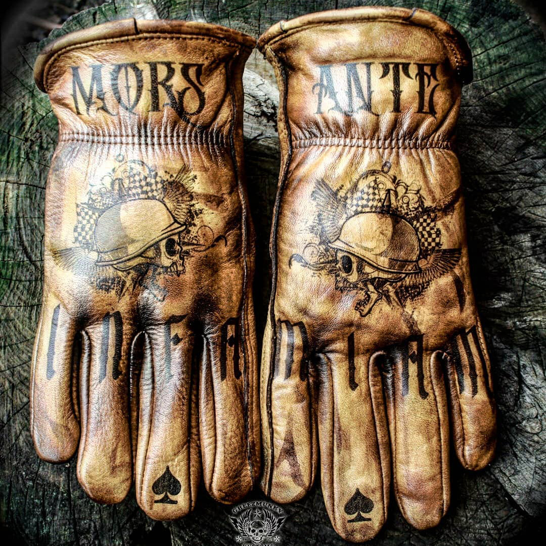 Vintage Style Pattern Motorcycle Riding Gloves