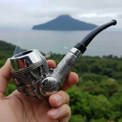 Retro motorcycle-style engine shape metal pipe