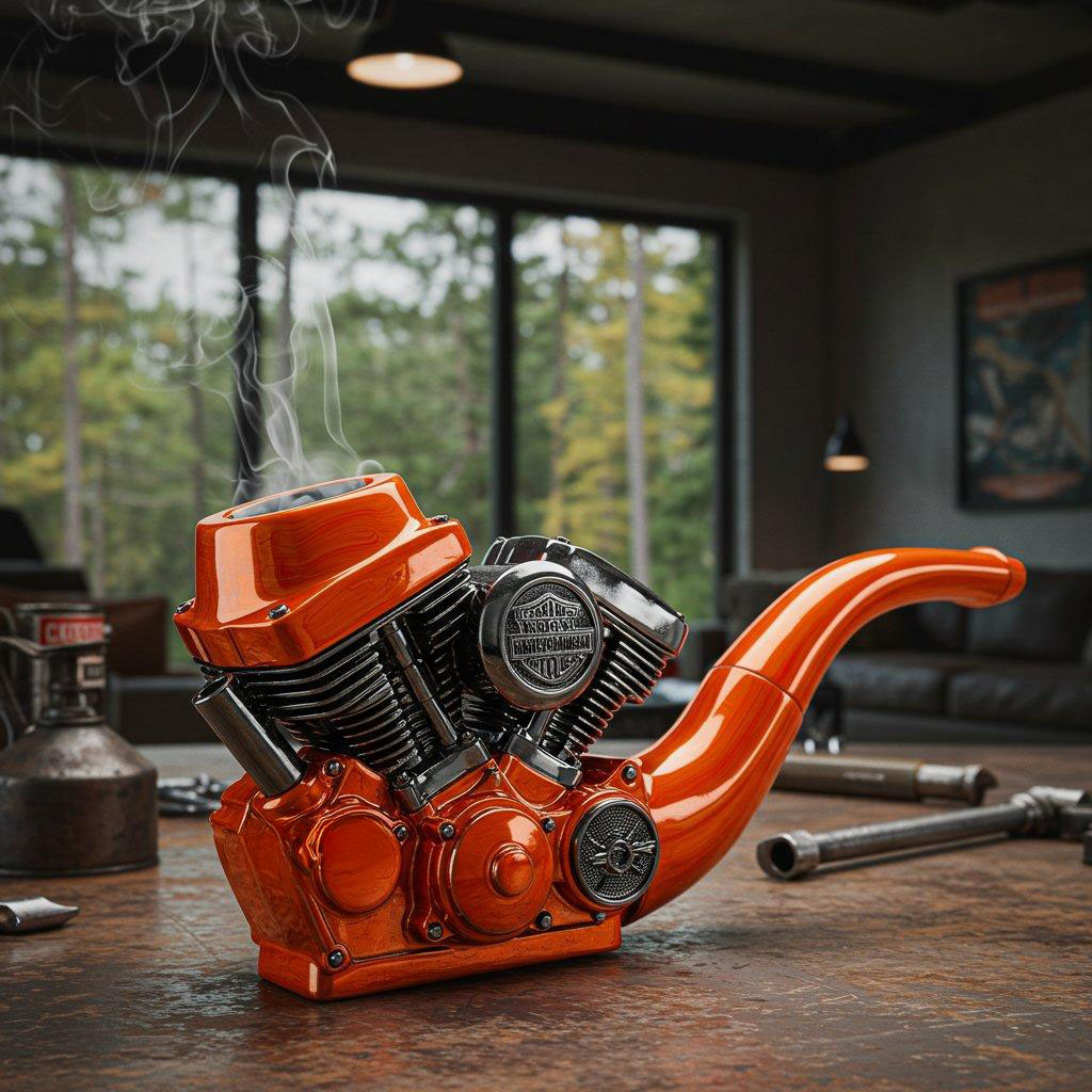 Retro motorcycle-style engine shape metal pipe