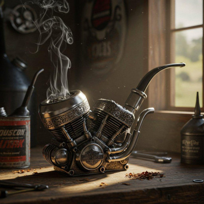 Retro motorcycle-style engine shape metal pipe