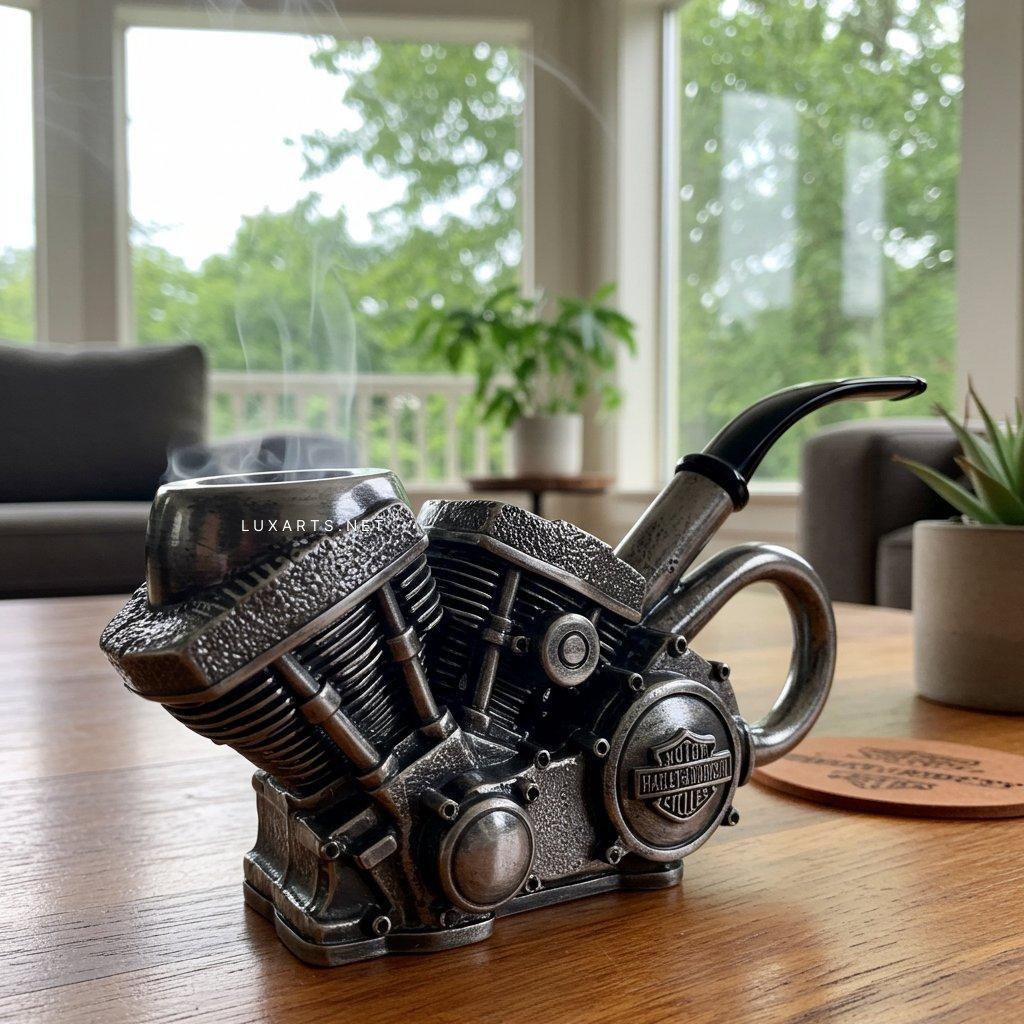 Retro motorcycle-style engine shape metal pipe