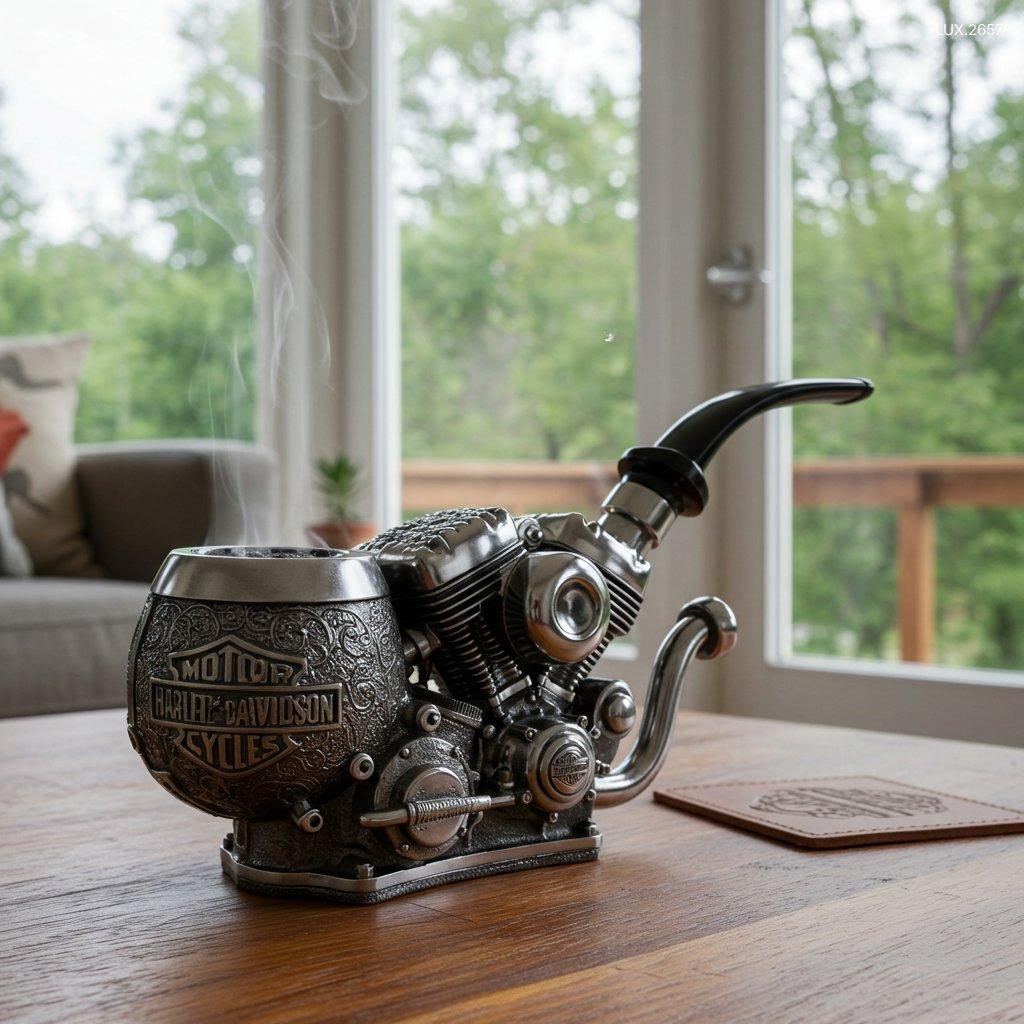 Retro motorcycle-style engine shape metal pipe