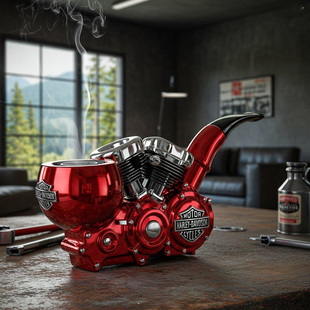 Retro motorcycle-style engine shape metal pipe