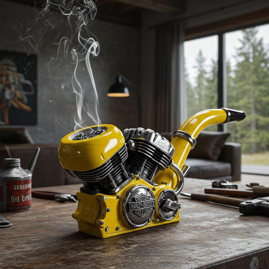 Retro motorcycle-style engine shape metal pipe