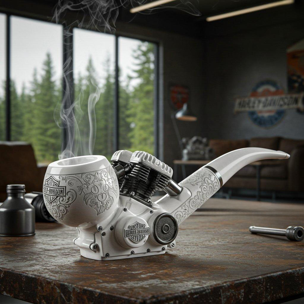 Retro motorcycle-style engine shape metal pipe