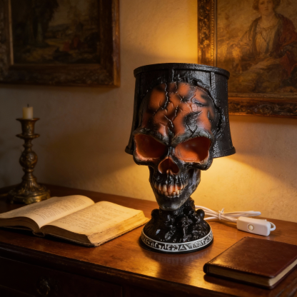 Vintage Lava Ashes Skull Goth Art Lamp LED Table Light