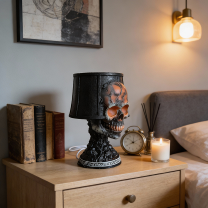 Vintage Lava Ashes Skull Goth Art Lamp LED Table Light