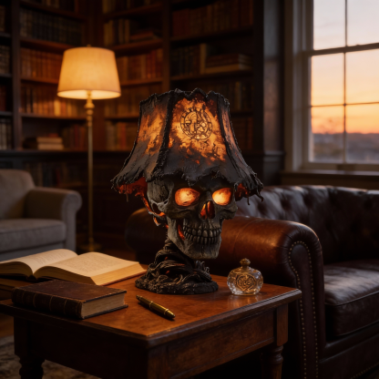 Vintage Lava Ashes Skull Goth Art Lamp LED Table Light