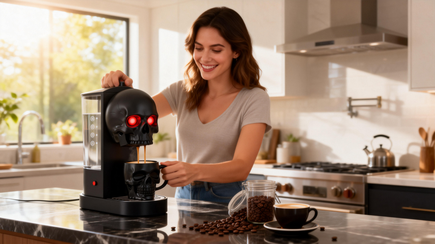 Skull Style Coffee Machine | Brew with Dark Attitude