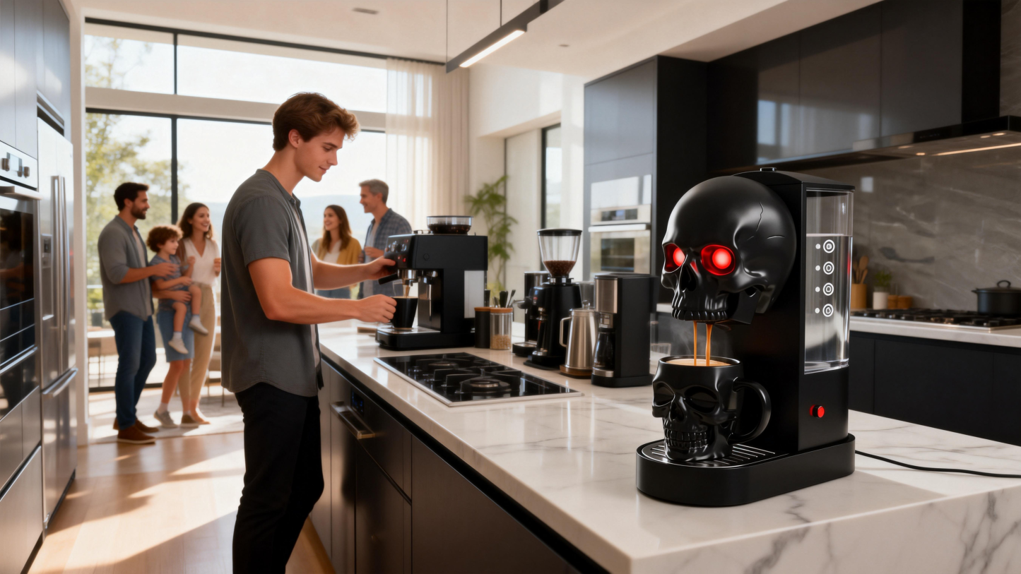 Skull Style Coffee Machine | Brew with Dark Attitude
