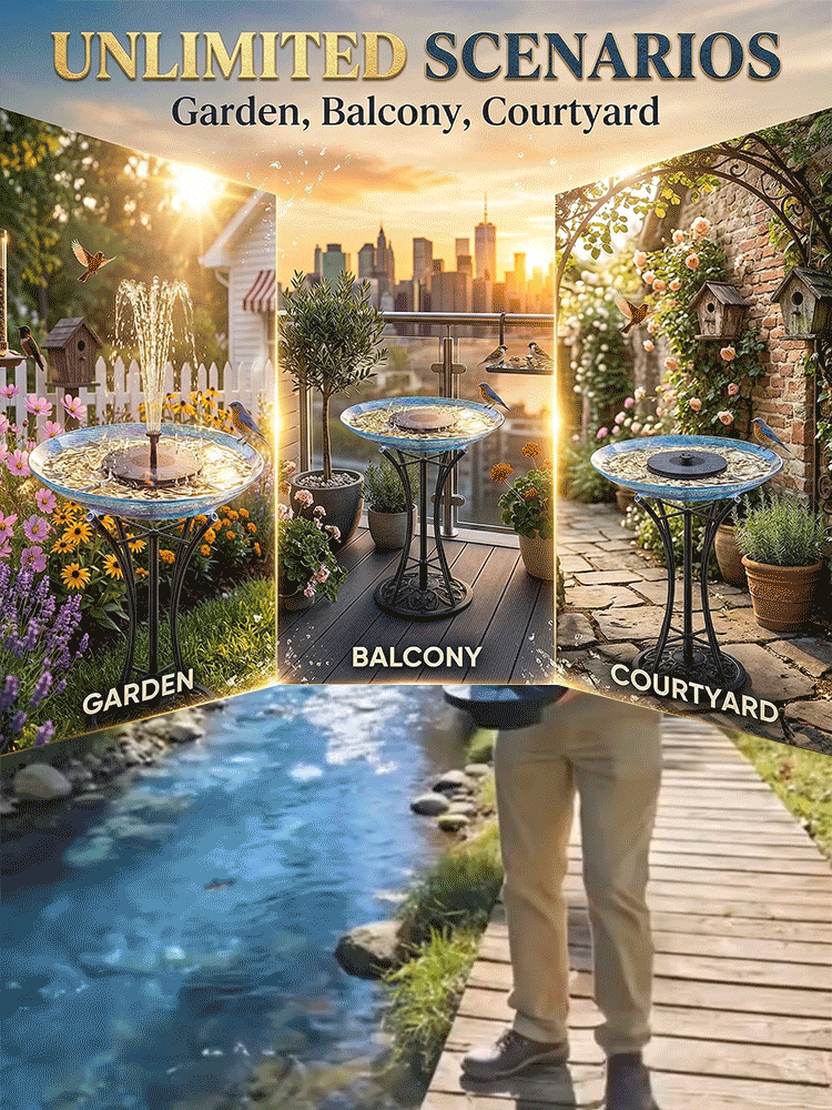 Solar Powered Garden Fountain Pump for Bird Bath & Pond