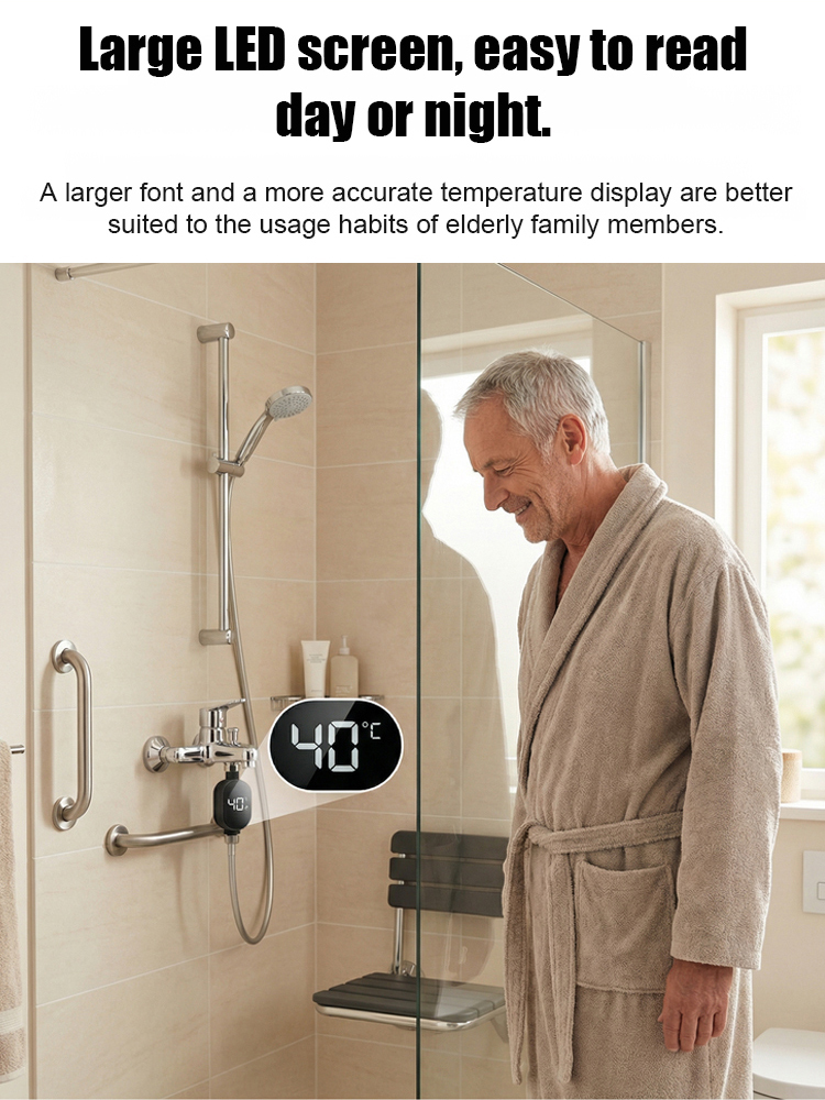 Smart Waterproof Shower Head Temperature Display