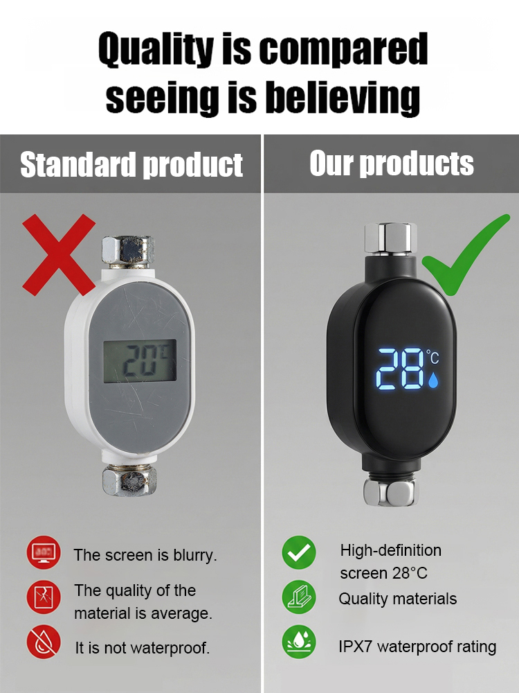 Smart Waterproof Shower Head Temperature Display