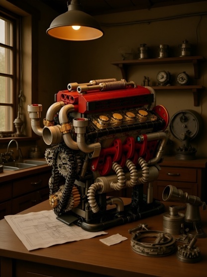 Build Your Own V8 Functional STEM Kit - Show Off Skill, Boost Confidence! 478 Pcs