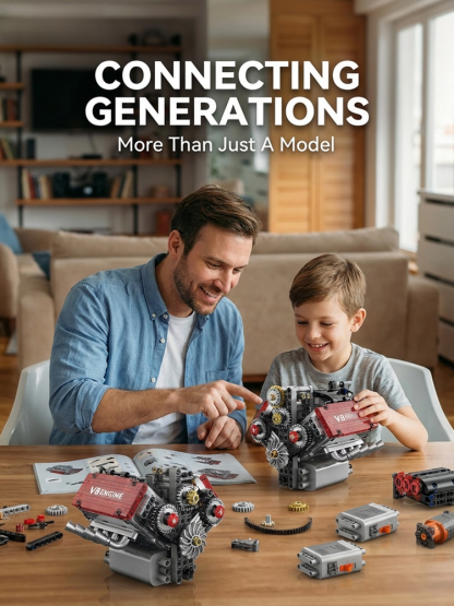 Build Your Own V8 Functional STEM Kit - Show Off Skill, Boost Confidence! 478 Pcs