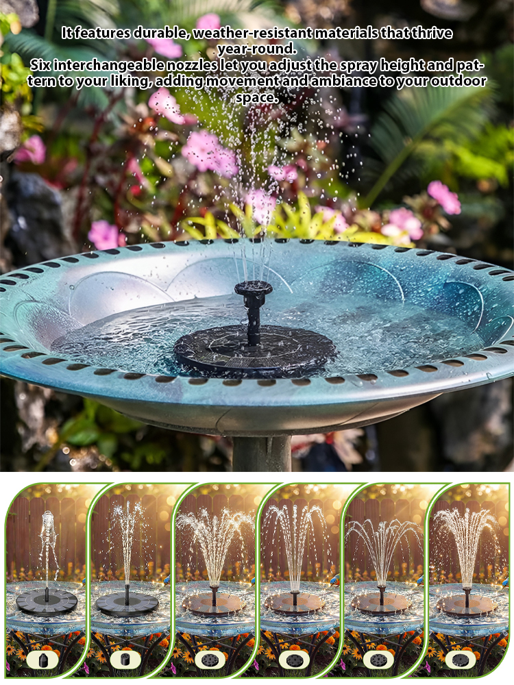 Solar Powered Garden Fountain Pump for Bird Bath & Pond