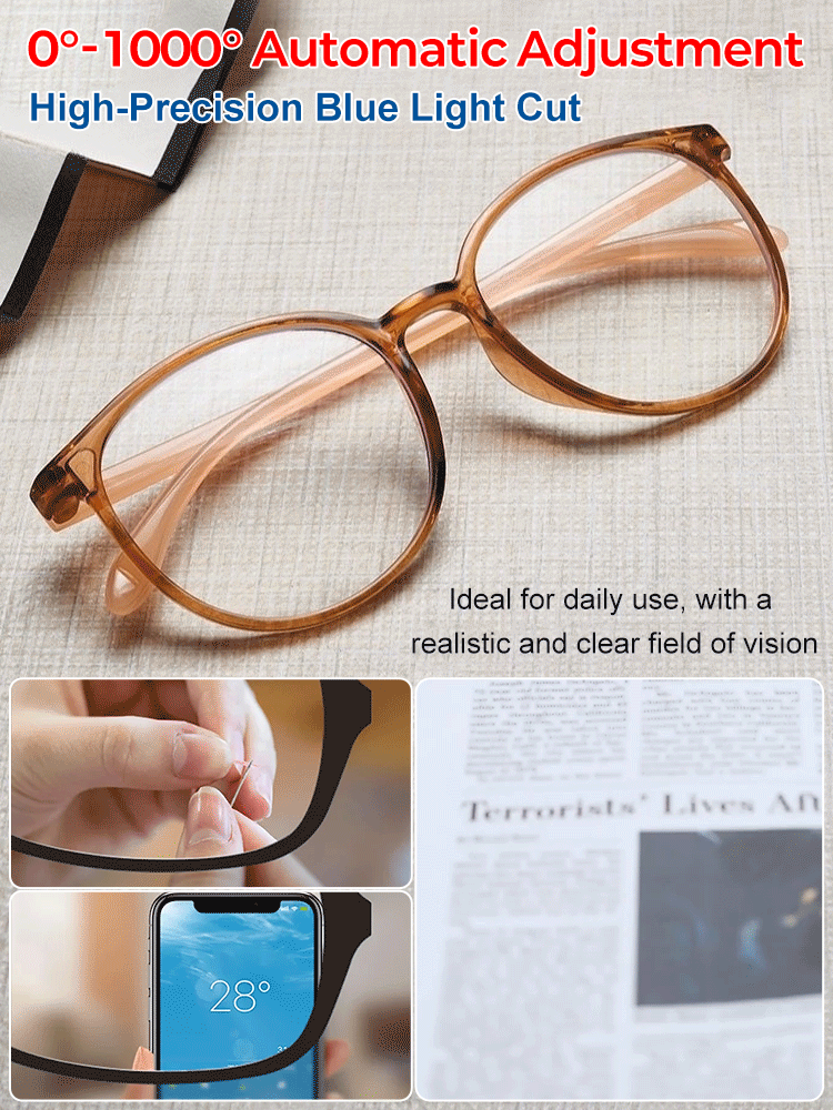 Ultralight, compact reading glasses with blue light filter
