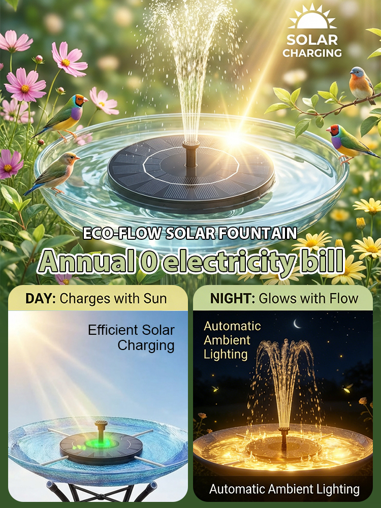 Solar Powered Garden Fountain Pump for Bird Bath & Pond