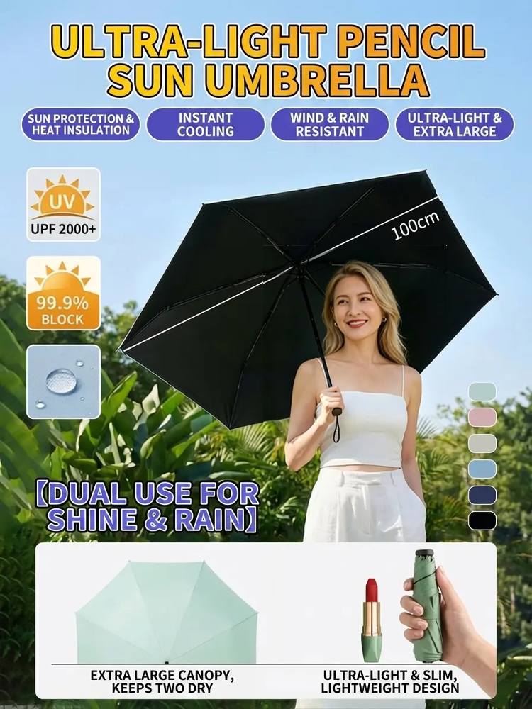 【Dual-purpose for sunny and rainy days】Ultra-light pencil-style sunshade umbrella