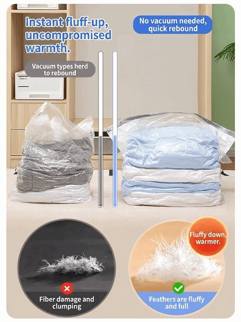 Thickened 3D Vacuum Compression Bag for Quilts, Clothes, and Down Jackets - No Pump Needed, Moisture