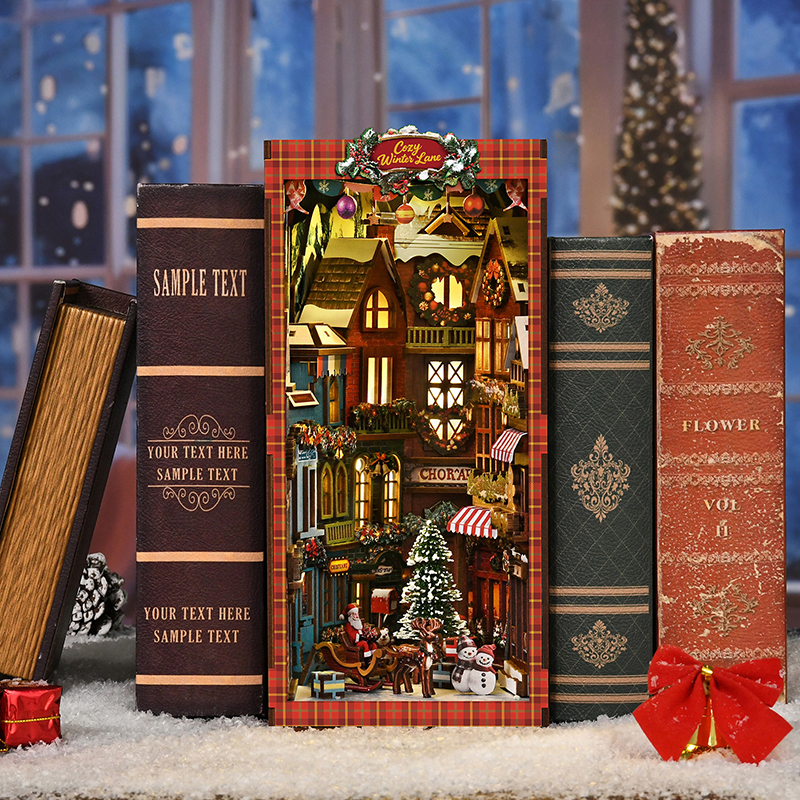 Cozy Winter Lane DIY Book Nook Kit – Christmas Miniature Decor