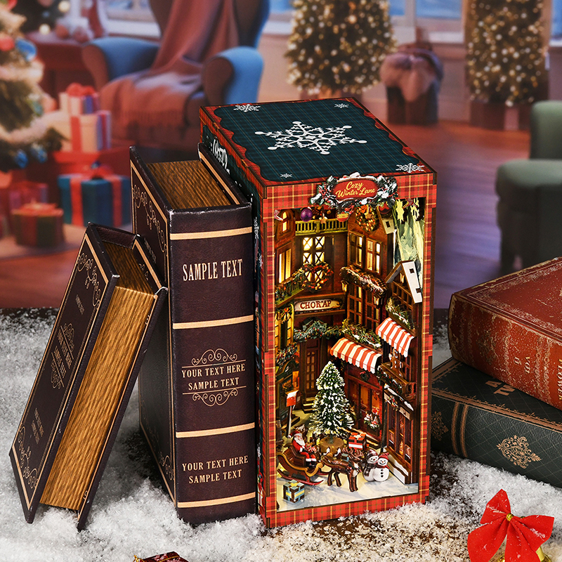 Cozy Winter Lane DIY Book Nook Kit – Christmas Miniature Decor